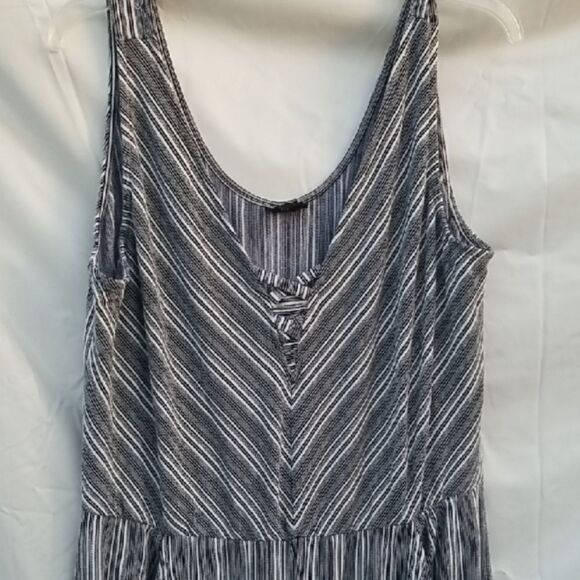a.n.a Navy Deep Blue White Striped Cropped Jumpsuit 0x Pockets Sleeveless Plus - Picture 7 of 16